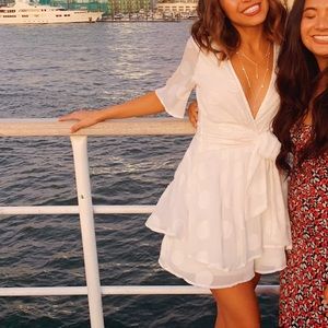 White polka dot romper